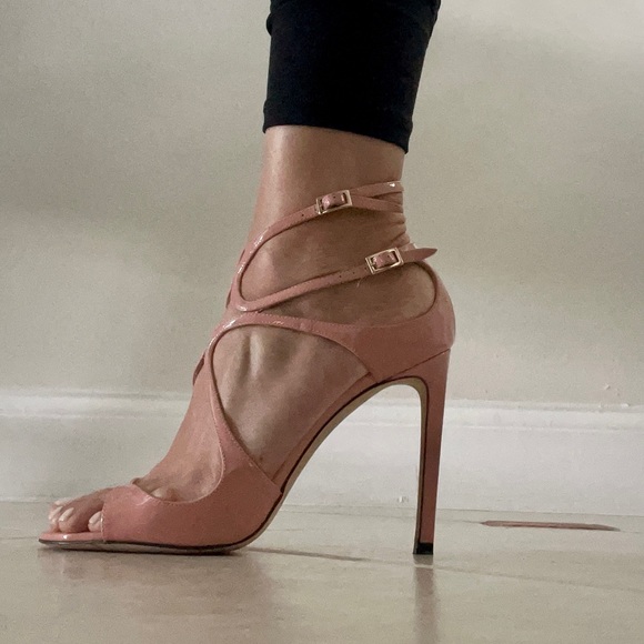 Sunset Peach Jimmy Choo Patent Sandals - Picture 13 of 14